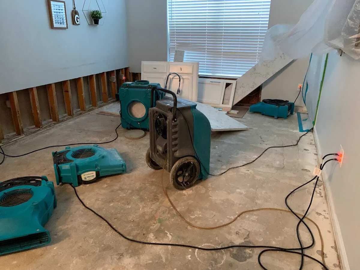 Dehumidifier in flood-cut room for Water Damage Restoration in Homestead Meadows South